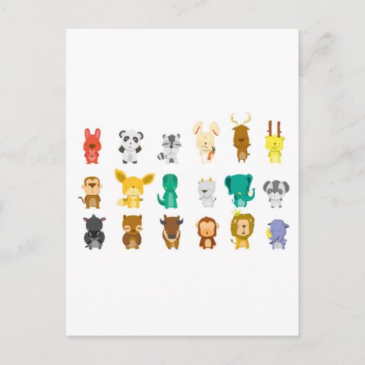 Gruppe süße Tier Postkarte (Vorderseite)