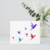 Gruppe verschiedener Hummingvögel aus Origami Postkarte (Stehend Vorderseite)