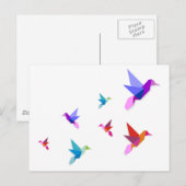 Gruppe verschiedener Hummingvögel aus Origami Postkarte (Vorne/Hinten)