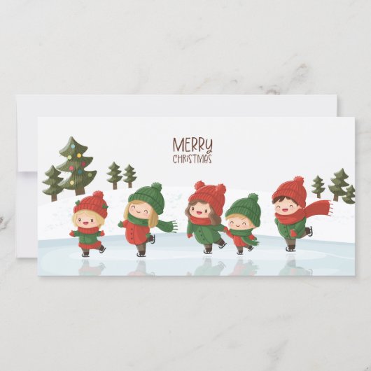 Gruppe von Eislaufkindern zu Weihnachten (Vorderseite)