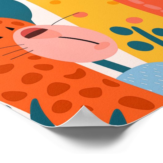 Gruppe von farbenfrohen imaginären Tieren Poster (Ecke)