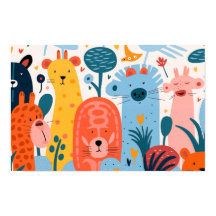 Gruppe von farbenfrohen imaginären Tieren