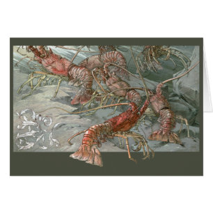 Gruppe von Hummern im Ozean, Vintage Art Nouveau