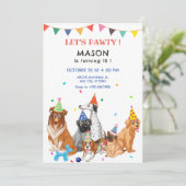 Gruppe von Hunden Party Geburtstag Einladung (Stehend Vorderseite)