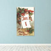 Gruppe von Kindern, die sich hinter dem Kalender v Leinwanddruck (Insitu (Holzboden))