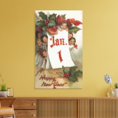 Gruppe von Kindern, die sich hinter dem Kalender v Leinwanddruck (Insitu (Wohnzimmer))