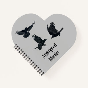 Gruppe von Krähen mordet Vögel schwarze Silhouette Notizblock