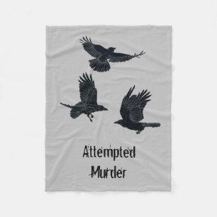 Gruppe von Krähen Murder Birds Schwarze Silhouette Fleecedecke