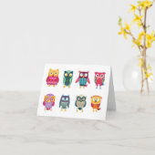 Gruppe von Owls Custom Note Card Karte (Gelbe Blume)