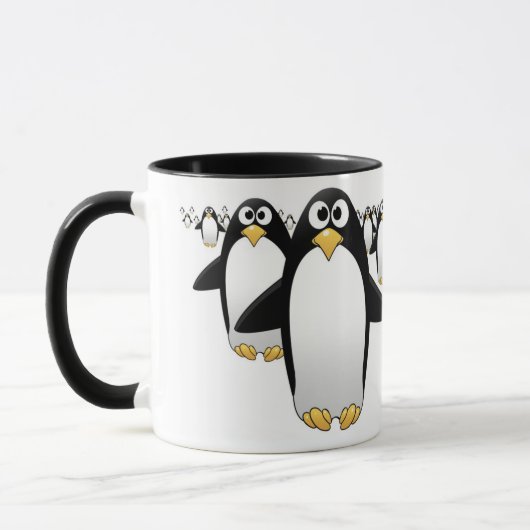 Gruppe von Penquins auf einer Kaffee-Tasse Tasse (Links)