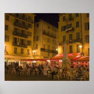 Gruppe von Personen, die an einem Bürgersteigscaf Poster