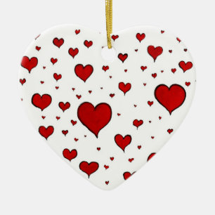 Gruppe von roten Herzen Weihnachtsbaumanhänger Keramikornament