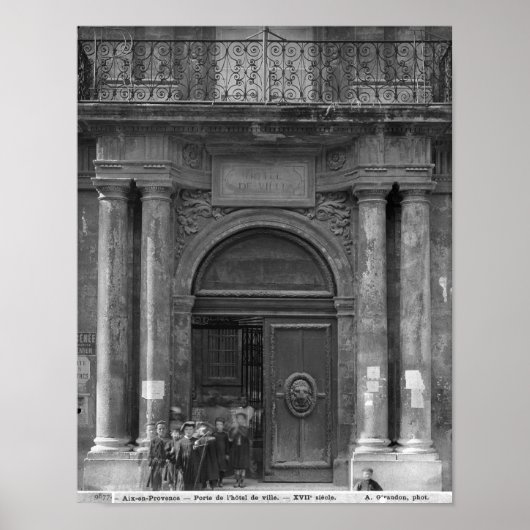 Gruppe von Schülern, die das Hotel de Ville verlas Poster (Vorne)