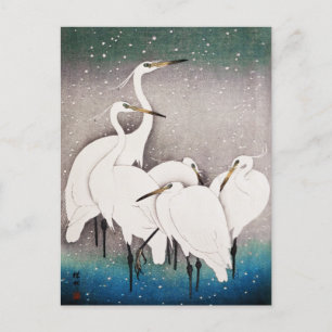 Gruppe von Silberreihern, Ohara Koson, Vintage Jap Postkarte