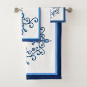 Gruppe von vier Blauen Vögeln oder Liebesvögeln Badhandtuch Set (Insitu)