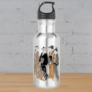 Gruppe von Vintage-Japanischen Geisha-Frauen Edelstahlflasche