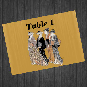 Gruppe von Vintage-Japanischen Geisha-Frauen Tischnummer