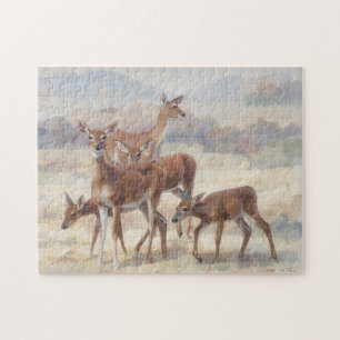 Gruppe von wilden Hirschmüttern und Babys Puzzle