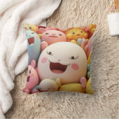 Gruppe weicher, glücklicher Lebewesen in Pastellfa Kissen (Decke)