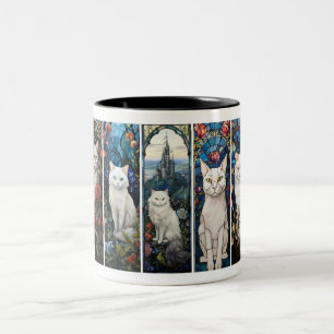 Gruppe weißer Katzen Zweifarbige Tasse