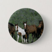 Gruppe wilde Mustang-Pferde Button (Vorderseite)