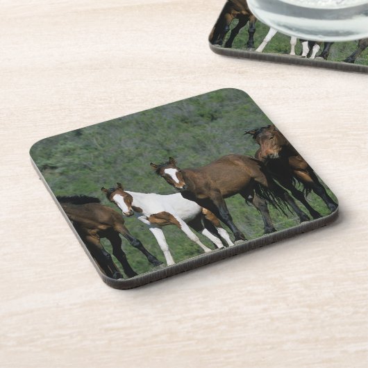 Gruppe wilde Mustang-Pferde Untersetzer (Linke Seite)