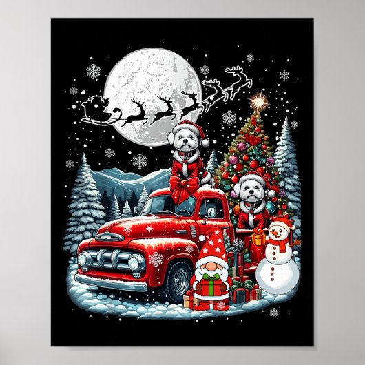 Gruppe Xmas Gnome Snowman Santa Bichon brennt auf  Poster (Vorne)