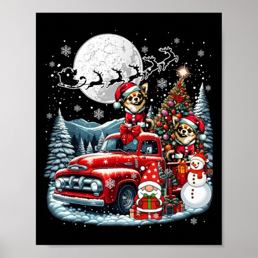 Gruppe Xmas Gnome Snowman Santa Chihuahuuas auf Ck Poster (Vorne)
