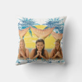 Gruppen-blaue Palme-Grafik Kissen (Rückseite)