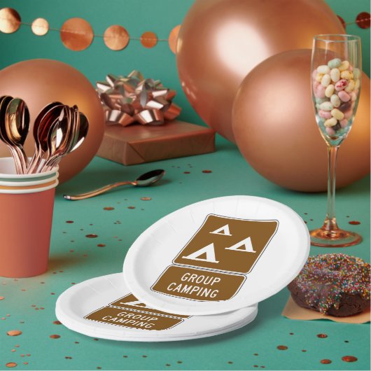Gruppen-Camping-Schild Pappteller (Multi)