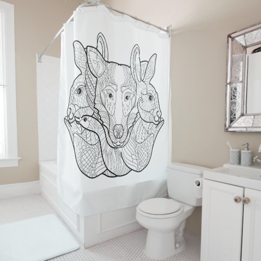 Gruppen-Tiergekritzel Duschvorhang (Beispiel)