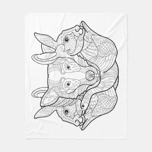 Gruppen-Tiergekritzel Fleecedecke (Vorderseite)