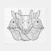 Gruppen-Tiergekritzel Fleecedecke (Vorderseite (Horizontal))