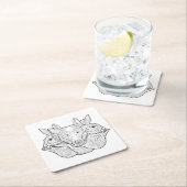 Gruppen-Tiergekritzel Rechteckiger Pappuntersetzer (Vor Ort)