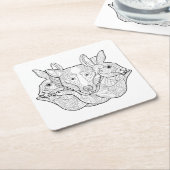 Gruppen-Tiergekritzel Rechteckiger Pappuntersetzer (angewinkelt)