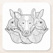 Gruppen-Tiergekritzel Rechteckiger Pappuntersetzer (Vorderseite)