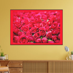 Gruppen von Rote Rosen auf Premium Matte gedruckt Leinwanddruck