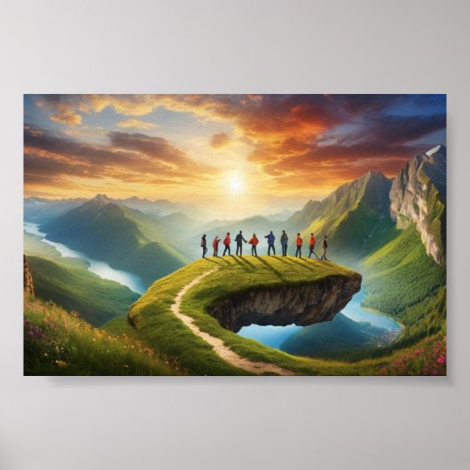 Gruppenabenteuer bei Sonnenaufgang - Landschaftlic Poster (Vorne)