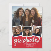 Gruppenabschlusspartei - 4 Fotos Rot Einladung (Vorderseite)