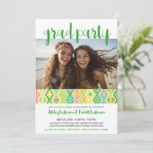 Gruppenabschlussparty - farbiges Stammesmuster Einladung (Stehend Vorderseite)