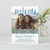 Gruppenabschlussparty - farbiges Stammesmuster Einladung (Stehend Vorderseite)