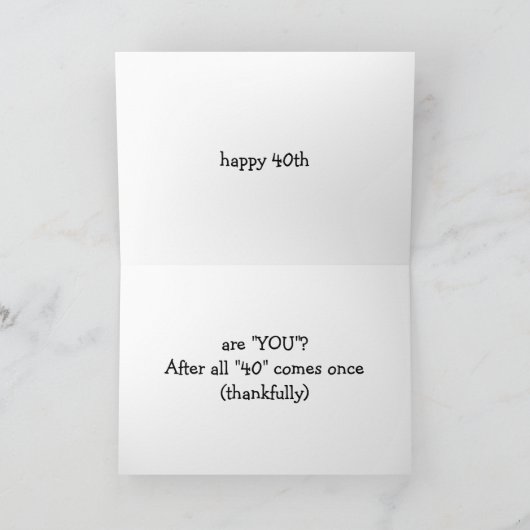 GRUPPENBEREIT FÜR PARTY-SIND SIE 40. KARTE (Innenseite)