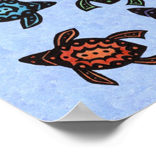 Gruppenfantasie Abstrakte Schildkröten Farbige Mus Poster (Ecke)