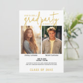 Gruppenfeier Abschluss - 2 Absolventen Einladung (Stehend Vorderseite)