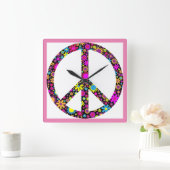 GRUPPENFLORALFRIEDENSSIGNAL QUADRATISCHE WANDUHR (Zuhause)