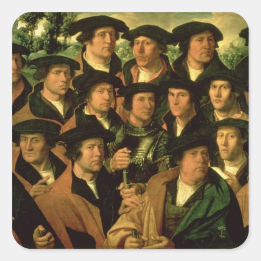 Gruppenportrait der Shooting Company Quadratischer Aufkleber (Vorderseite)