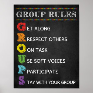 Gruppenrichtlinien für das Klassenzimmer-Verhalten Poster