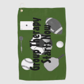 Gruppentherapie beginnt jetzt mit grüner Schwarzty Golfhandtuch (Vorderseite)
