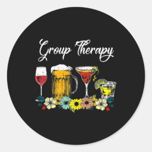 Gruppentherapie Floral Drink Gles Mental Health Wo Runder Aufkleber