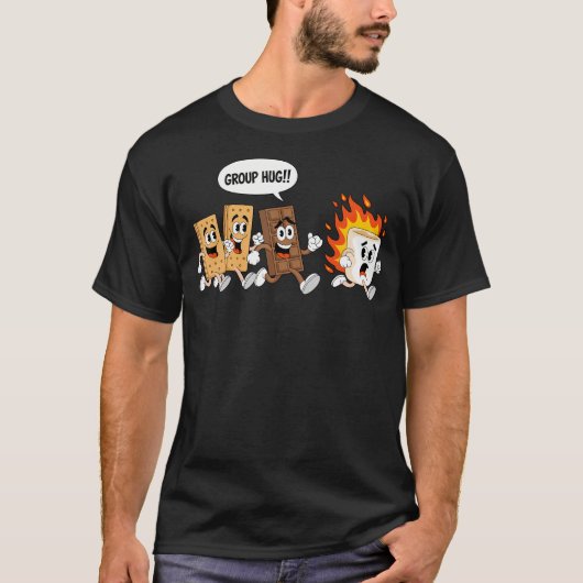 Gruppenumarmung Marshmallow Lagerfeuer Smores Lust T-Shirt (Vorderseite)